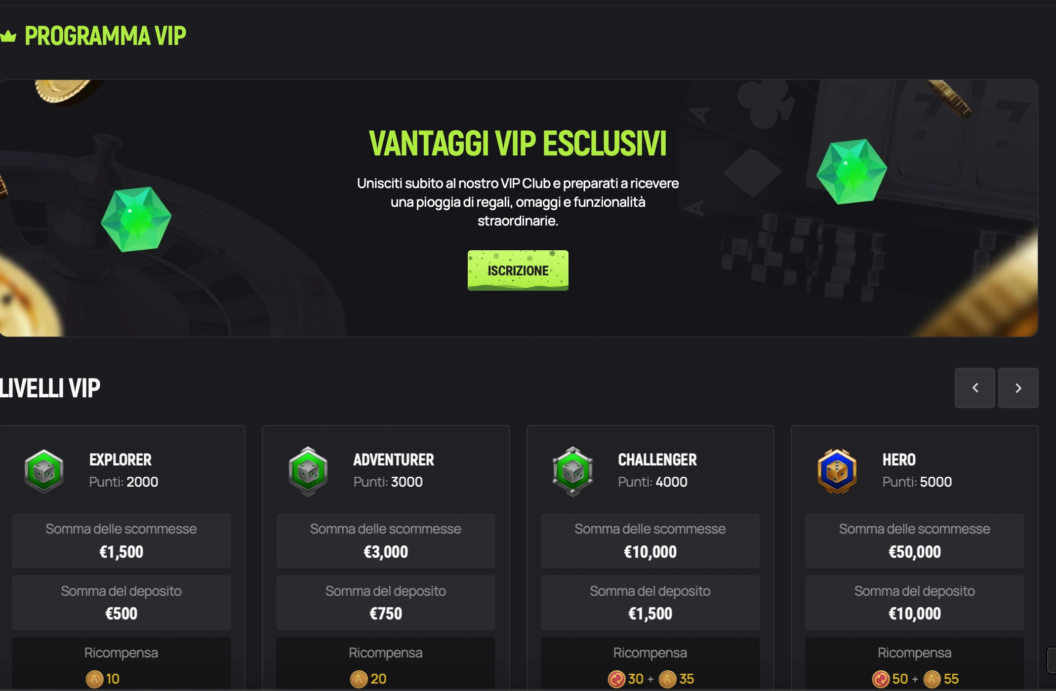 Promozioni e programma VIP